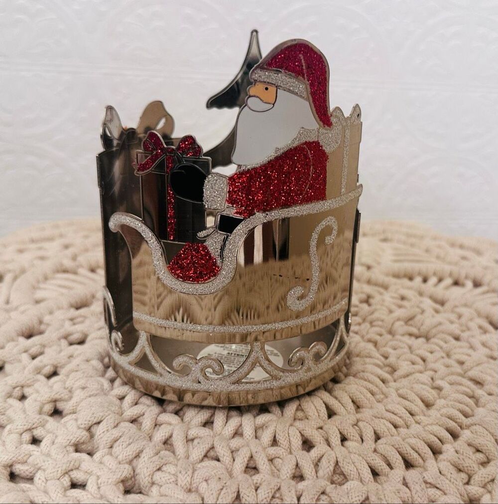 Bath and Body Works Silver Three Wick Christmas Candle Holder